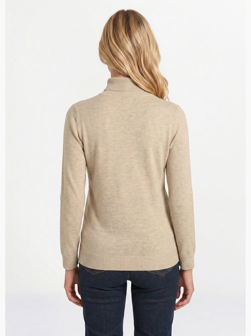 Jersey liso de cuello alto en lana merino - Afibel - Kiabi
