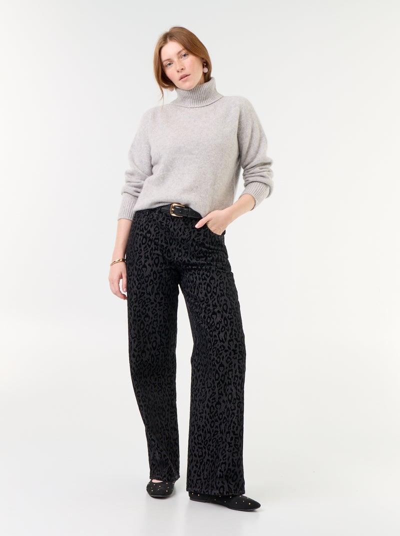 Jersey liso de cuello alto Gris - Kiabi