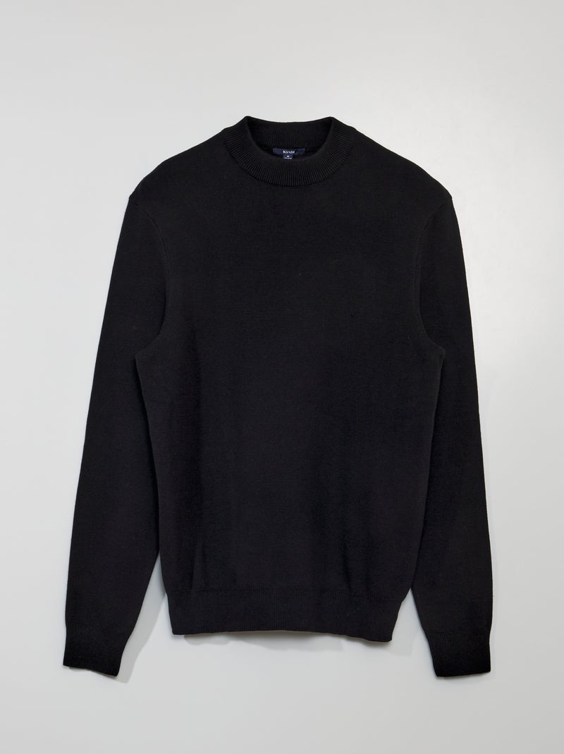 Jersey liso de cuello alto negro - Kiabi