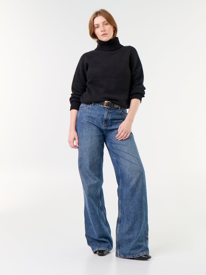 Jersey liso de cuello alto Negro - Kiabi