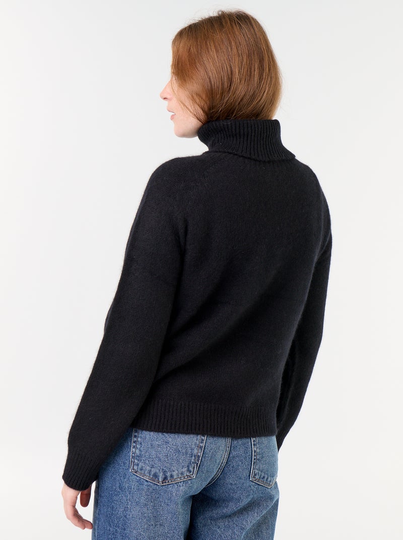 Jersey liso de cuello alto Negro - Kiabi
