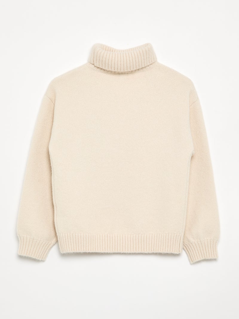 Jersey liso de cuello vuelto Beige - Kiabi