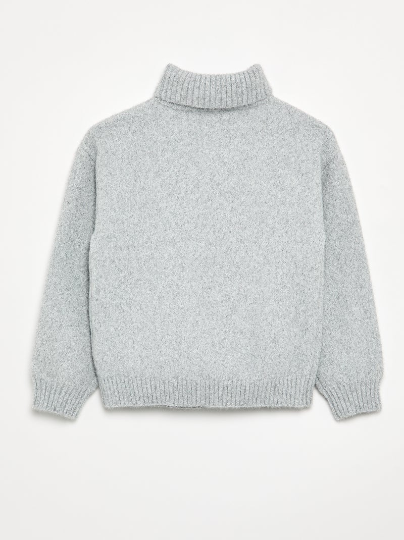 Jersey liso de cuello vuelto Gris - Kiabi