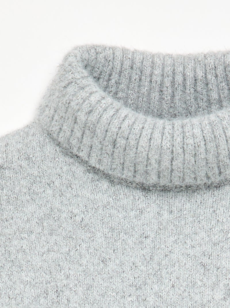 Jersey liso de cuello vuelto Gris - Kiabi