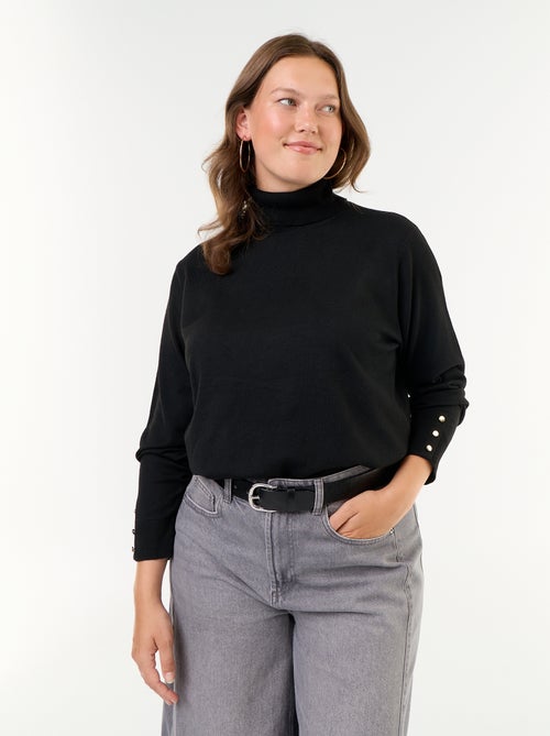 Jersey liso de cuello vuelto - Kiabi