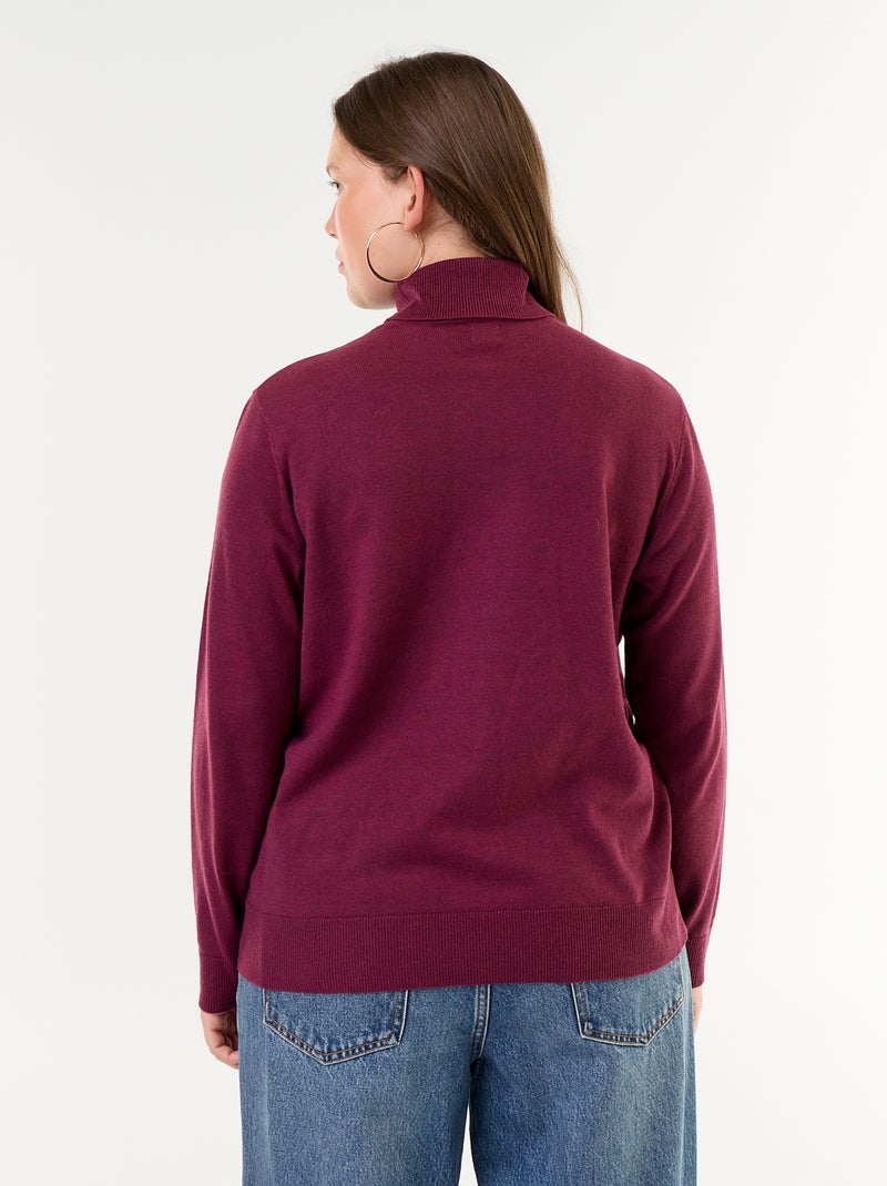 Jersey liso de cuello vuelto Rosa - Kiabi