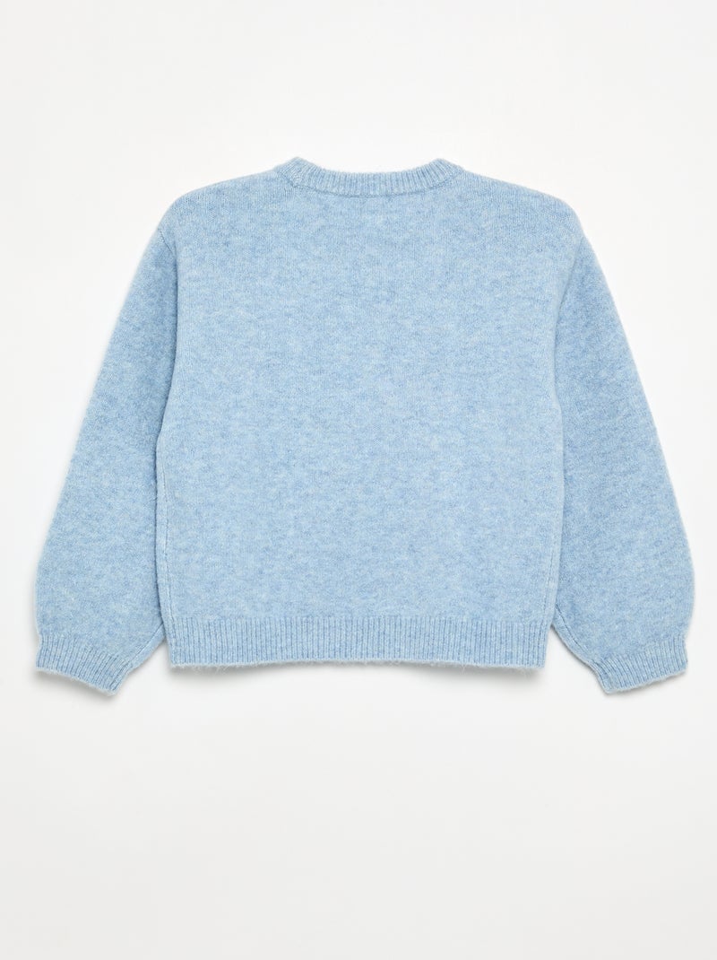Jersey liso de manga larga Azul - Kiabi