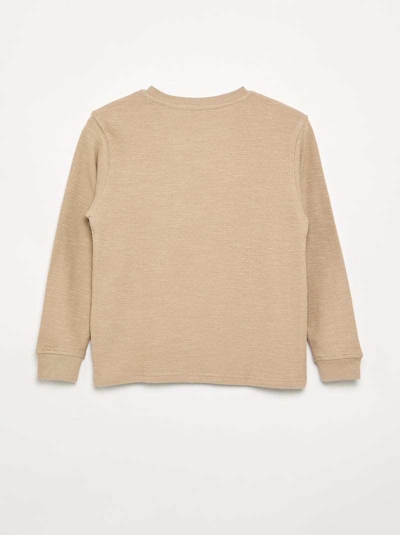 Jersey liso de manga larga Beige - Kiabi