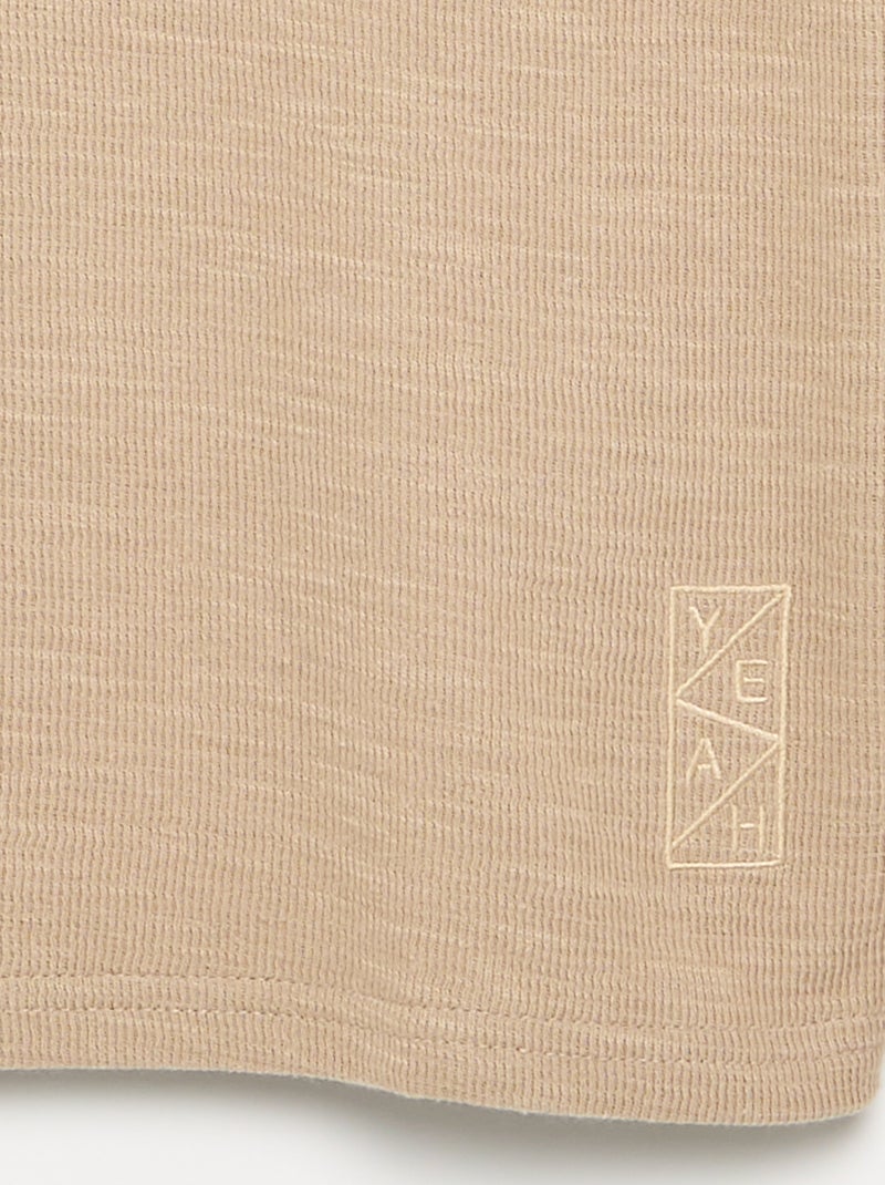 Jersey liso de manga larga Beige - Kiabi