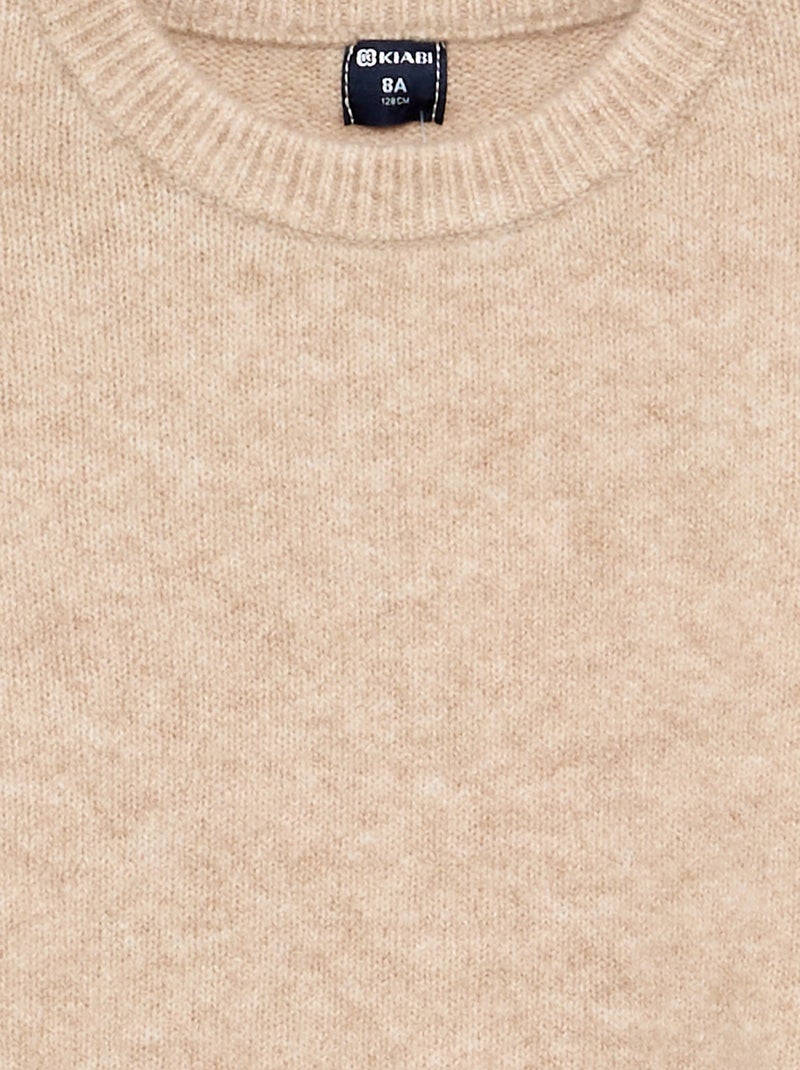 Jersey liso de manga larga Beige - Kiabi