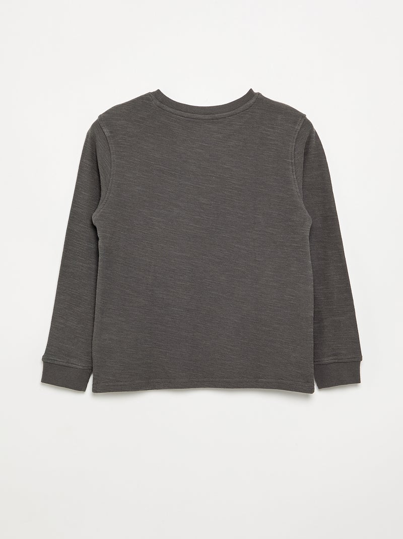 Jersey liso de manga larga Gris - Kiabi