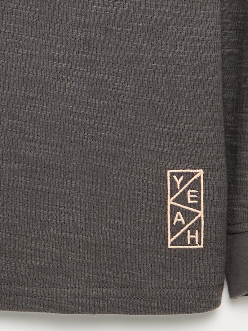 Jersey liso de manga larga Gris - Kiabi