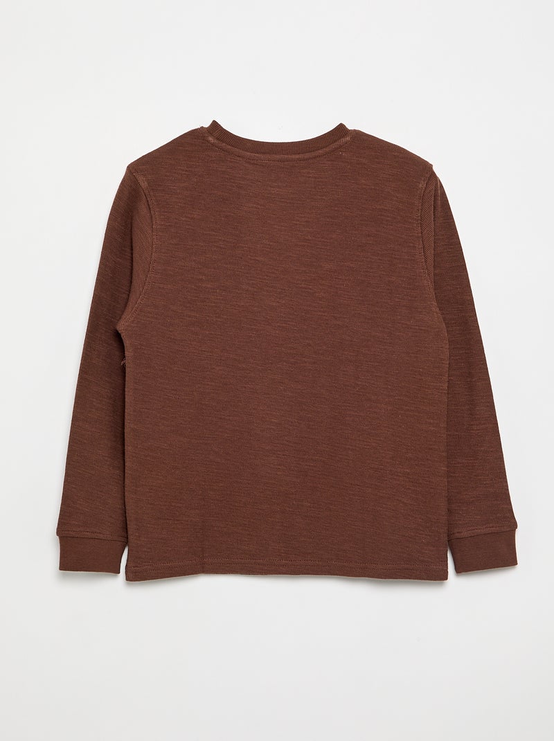Jersey liso de manga larga Marron - Kiabi