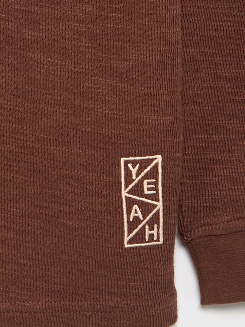 Jersey liso de manga larga Marron - Kiabi