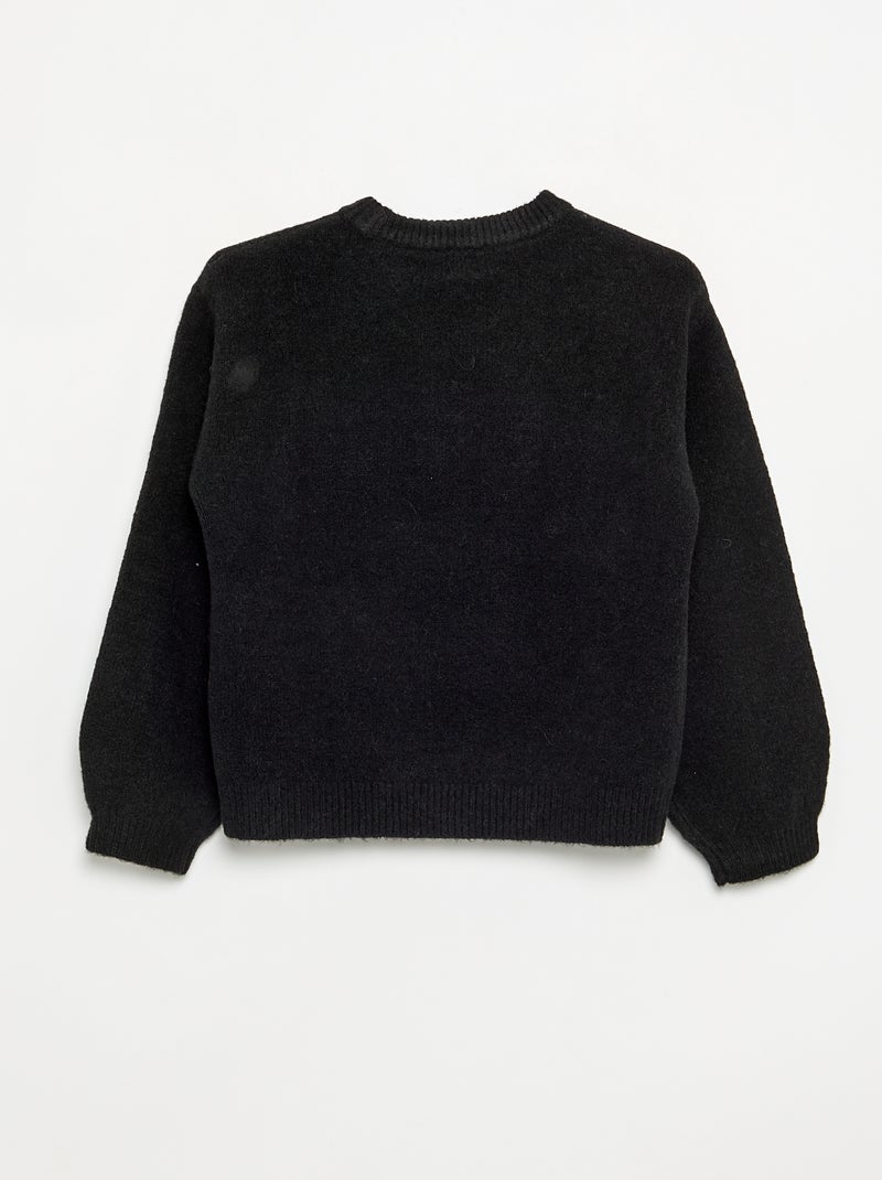 Jersey liso de manga larga Negro - Kiabi