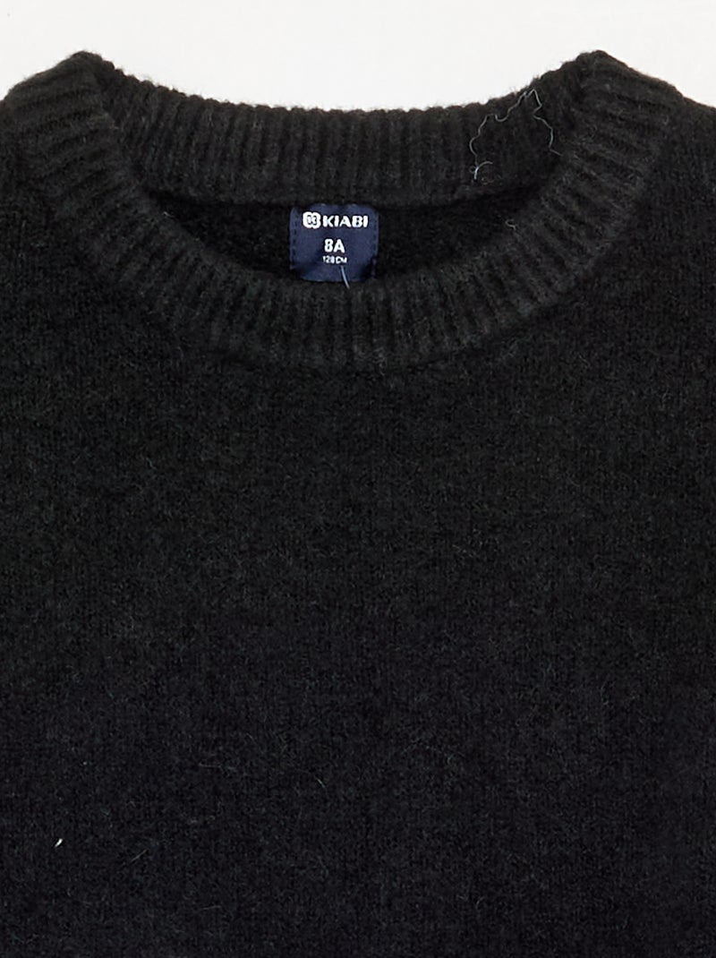 Jersey liso de manga larga Negro - Kiabi