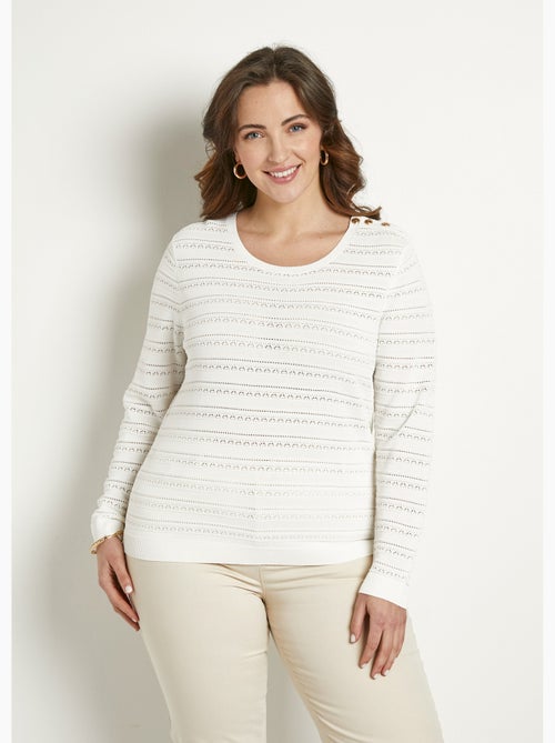 Jersey liso de manga larga, suave, corto, con cuello redondo - Afibel - Kiabi
