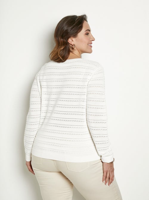 Jersey liso de manga larga, suave, corto, con cuello redondo - Afibel - Kiabi