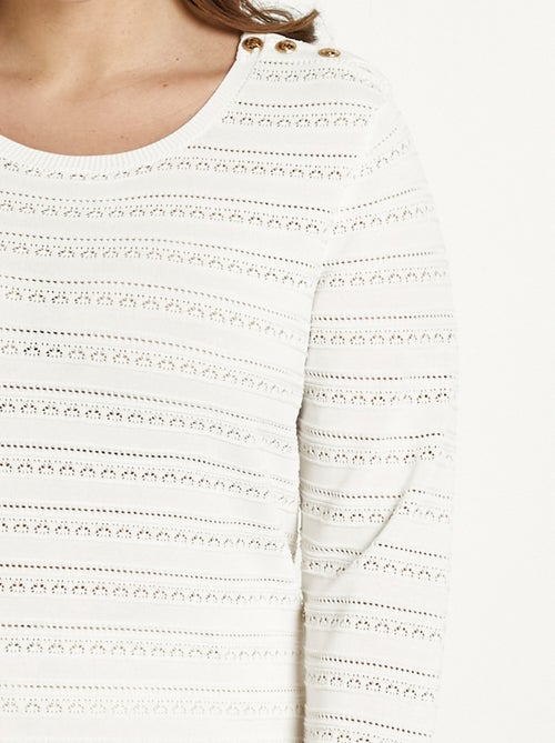 Jersey liso de manga larga, suave, corto, con cuello redondo - Afibel - Kiabi