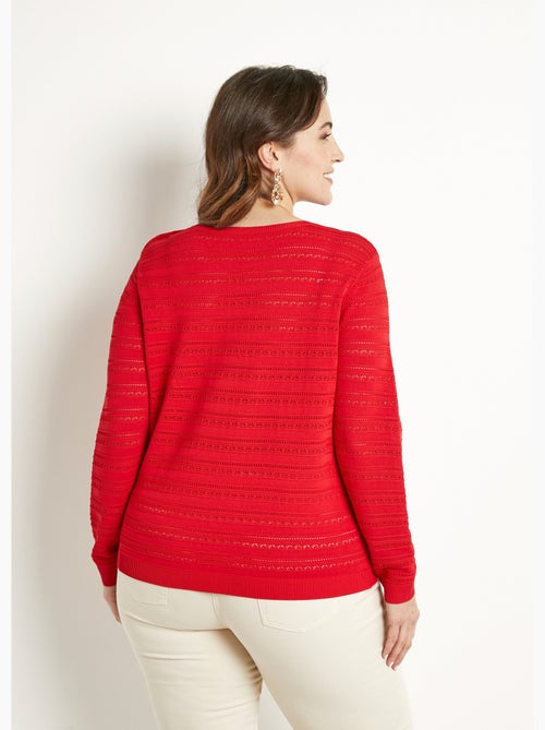 Jersey liso de manga larga, suave, corto, con cuello redondo - Afibel - Kiabi