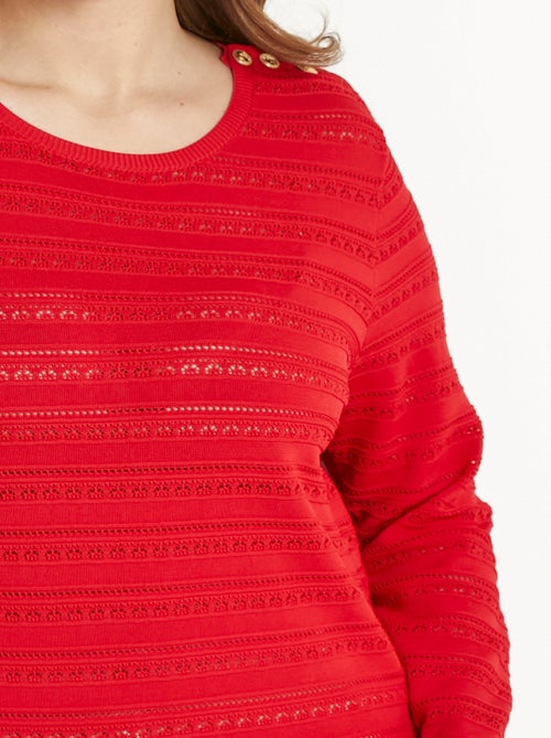 Jersey liso de manga larga, suave, corto, con cuello redondo - Afibel - Kiabi