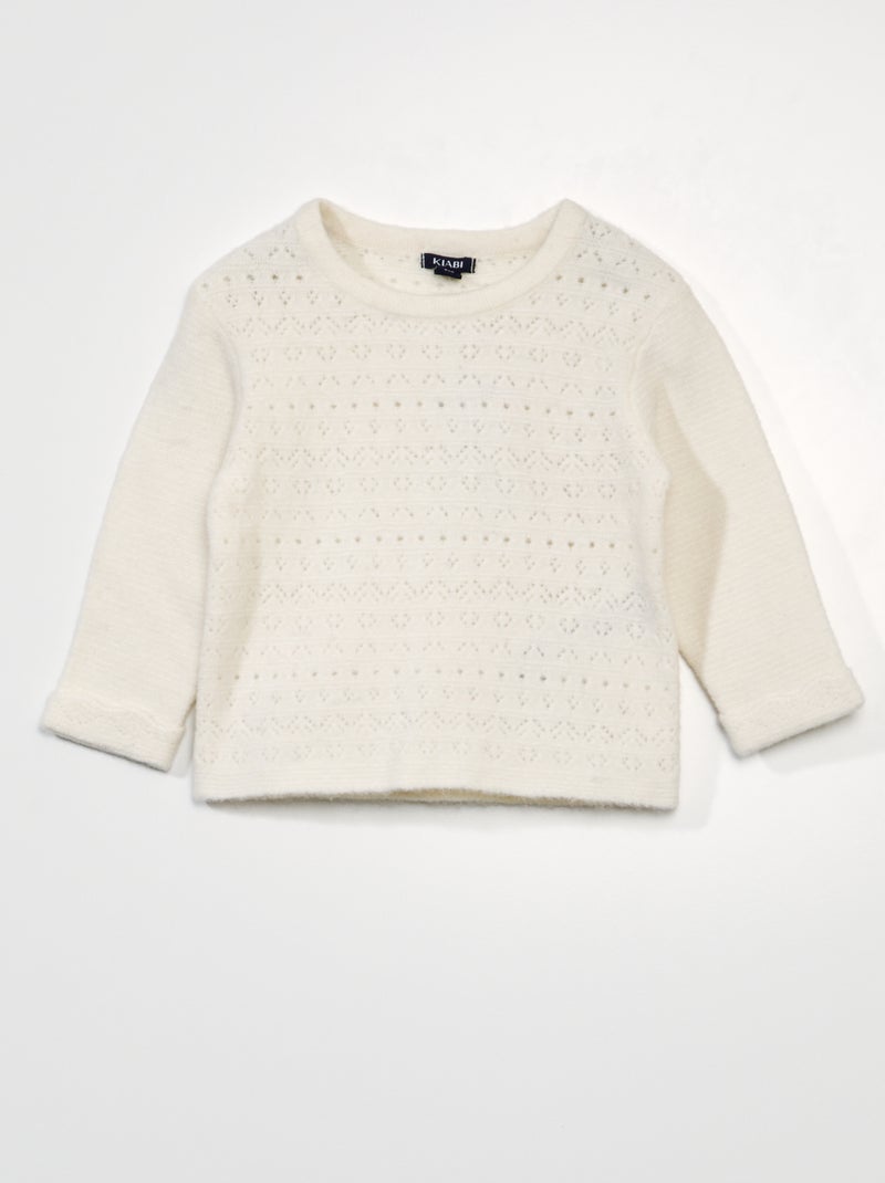 Jersey liso de punto calado BLANCO - Kiabi