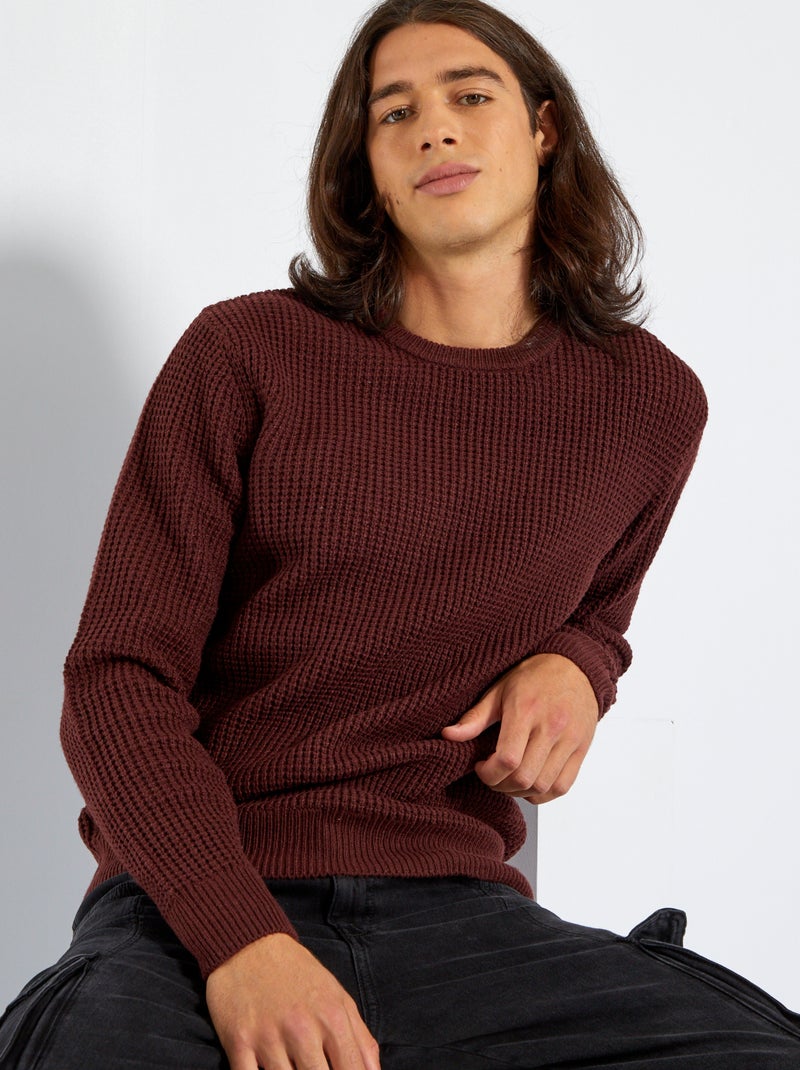 Jersey liso de punto con textura MARRON - Kiabi
