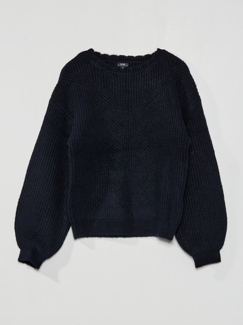 Jersey liso de punto grueso azul - Kiabi