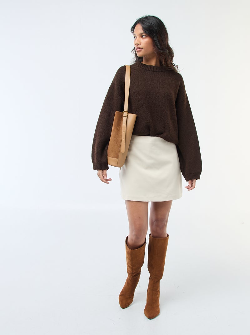 Jersey liso de punto grueso Marron - Kiabi