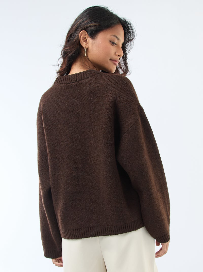 Jersey liso de punto grueso Marron - Kiabi