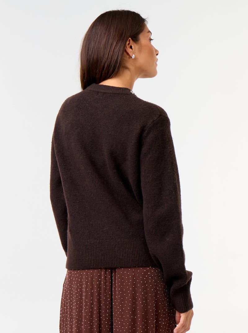 Jersey liso de punto grueso Marron - Kiabi
