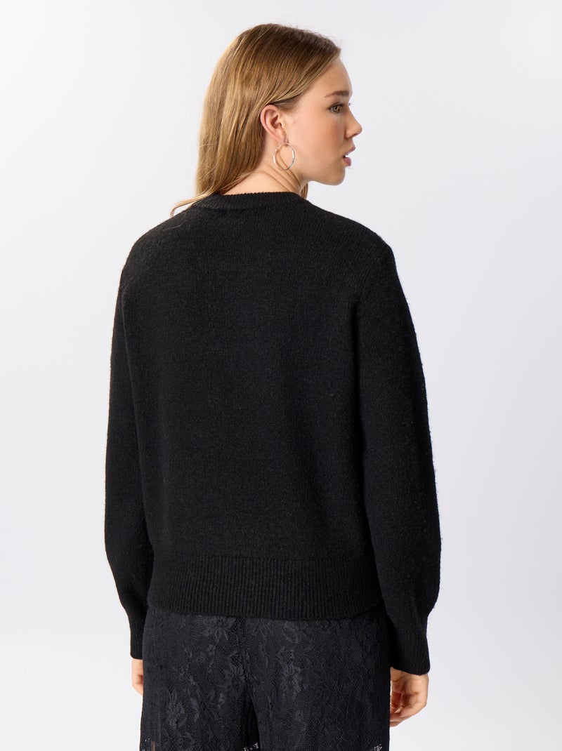 Jersey liso de punto grueso Negro - Kiabi