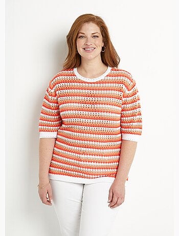 Jersey manga corta calado rayas suaves - Afibel