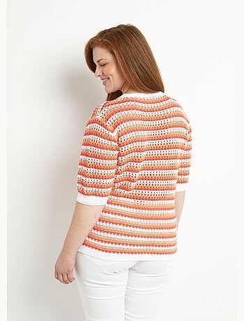 Jersey manga corta calado rayas suaves - Afibel