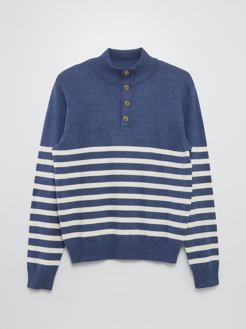 Jersey marinero con cremallera en el cuello - So Easy AZUL - Kiabi