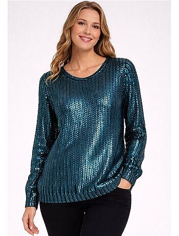 Jersey metálico con cuello de pico Kebello