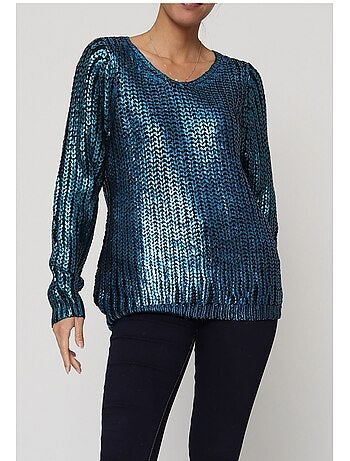 Jersey metálico con cuello de pico Kebello