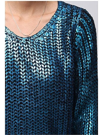 Jersey metálico con cuello de pico Kebello