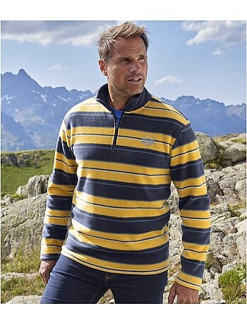 Jersey micropolar a rayas con cuello alto y cremallera rocheuses