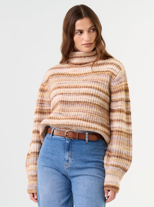 Jersey multicolor de cuello vuelto - Kiabi