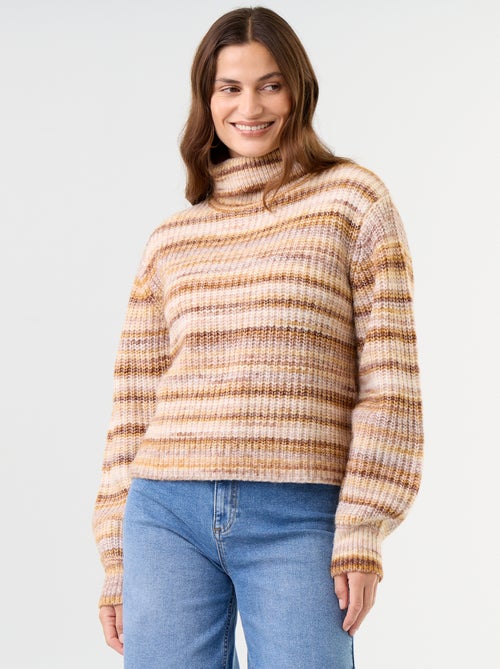 Jersey multicolor de cuello vuelto - Kiabi