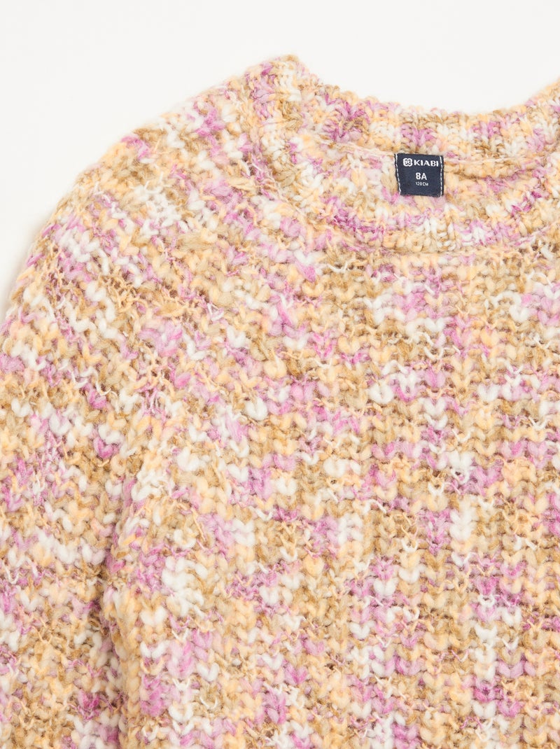 Jersey multicolor de punto grueso Rosa - Kiabi