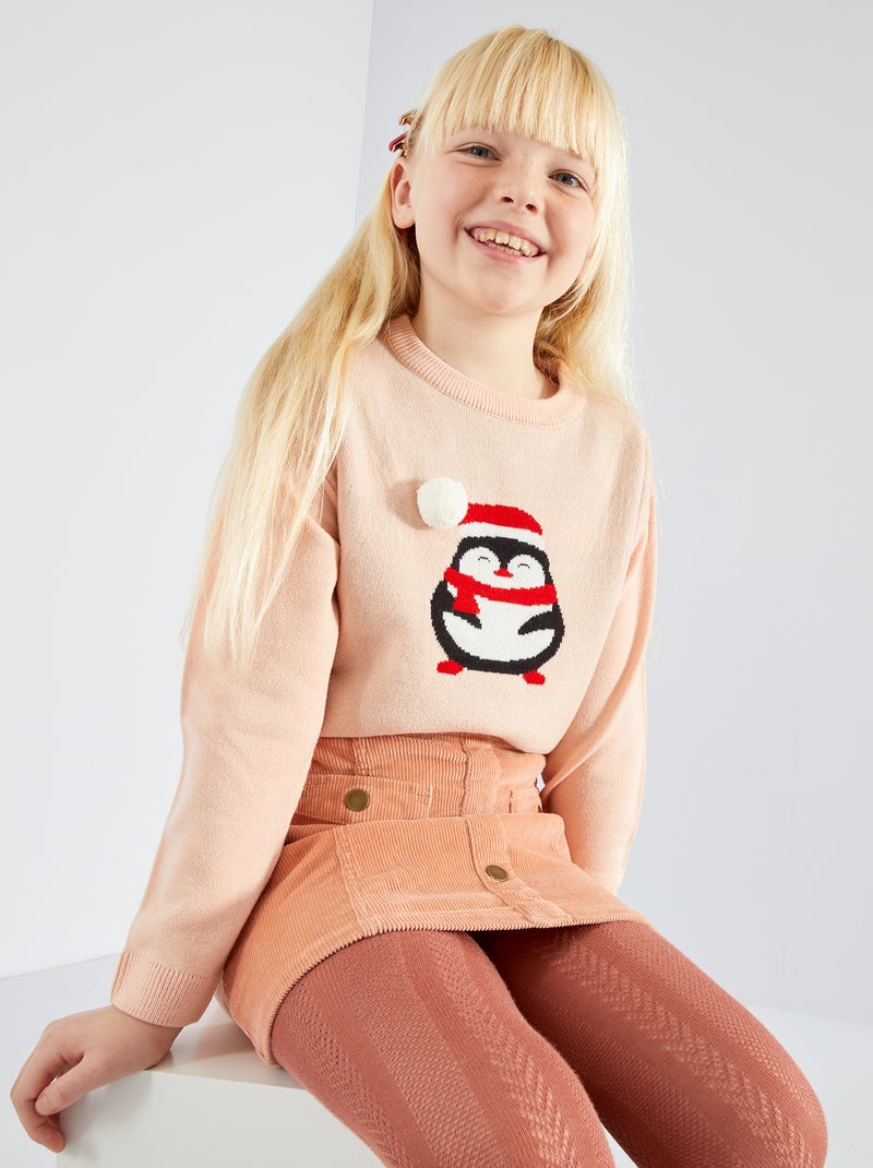 Jersey Navidad estampado 'pingüino' ROSA - Kiabi