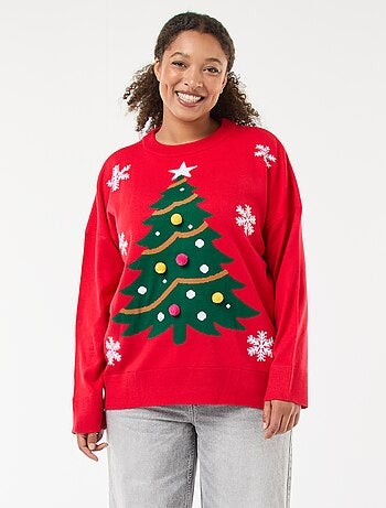 Jersey navideño con estampado de árbol de Navidad