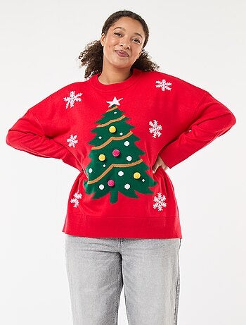 Jersey navideño con estampado de árbol de Navidad