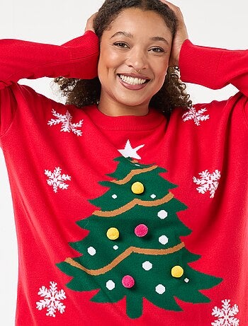 Jersey navideño con estampado de árbol de Navidad