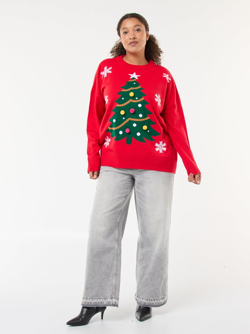 Jersey navideño con estampado de árbol de Navidad Rojo - Kiabi