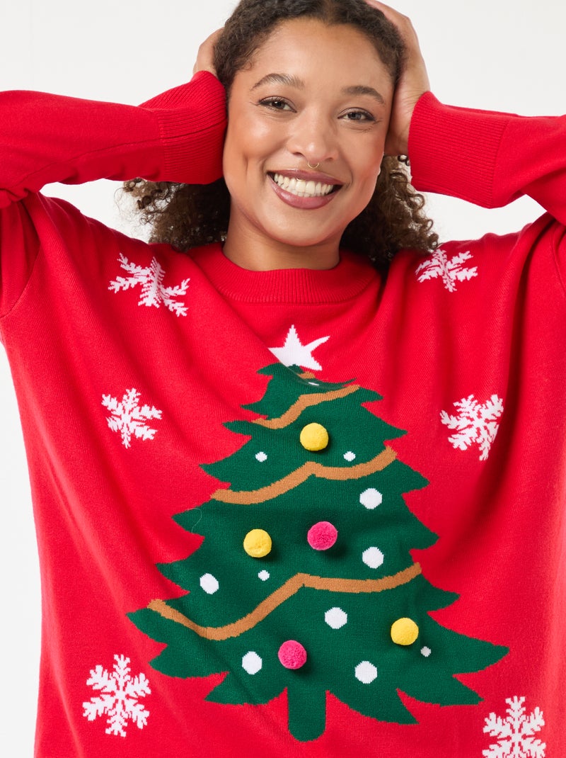 Jersey navideño con estampado de árbol de Navidad Rojo - Kiabi