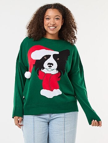 Jersey navideño con estampado de perro