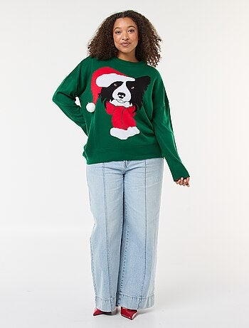 Jersey navideño con estampado de perro